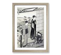 Genji in Exile at Suma by Chobunsai Eishi Framed Print | A2 Oak Framed Wall Art | Ready to Hang | Modern Nature Picture | Living Room Bedroom Lounge Office