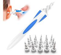 Genkigold 16pcs Earwax Remover -Spiral Ear Wax Removal Tool, Reusable Earwax Removal Kit Safe Ear Cleaner with 16 Pcs Soft and Flexible Replacement