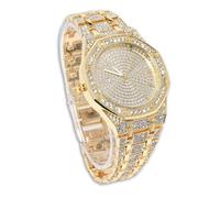 Genkigold Gold Diamond Watch for Men - 41mm Octagonal Dial - 18K Real Gold Plated 22cm Strap - Japanese Quartz - Luxury Jewelry