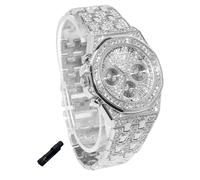 genkigold Gold Diamond Watch for Teen Boys - 38mm Roman Numerals Octagonal Dial - Platinum Plated 19.5cm Strap - Includes Adjuster Tool