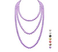 genkigold Long Pearl Necklace for Women 1920s - PARIS - Luxurious 8mm Strand Pearls with Timeless Elegance - Natural Cultured Pearls - Length 150cm(60") Ideal for any Special Occasion