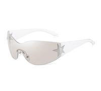 genkigold Y2K Sunglasses for Women and Men: Trendy Oversized Frameless Sun Glasses with Star,Shield Wrap Around,Fashion-Forward Gift,Punk Black/Steam Clear/Y2K Pink