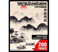 Genkouyoushi Notebook 0.2 inch (5mm) Grid Ruled, 0.4 inch (10mm) Solid Line: 200 Numbered Pages with Index, Cream Paper, Large Size (8.5 x 11 Inch) - ... and Kana Characters Writing Practice Book