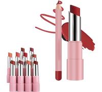Genli Oil Balm, Genli Lip Balm Lipstick, Two-in-One Set Lip Liner, Lip Balm with 24hrs of Smooth, Long-Lasting Hydration, Smooth, Reduced Lip Lines, Long-Lasting Waterproof Matte Lipstick Set (04#)