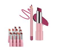 Genli Oil Balm, Genli Lip Balm Lipstick, Two-in-One Set Lip Liner, Lip Balm with 24hrs of Smooth, Long-Lasting Hydration, Smooth, Reduced Lip Lines, Long-Lasting Waterproof Matte Lipstick Set (08#)