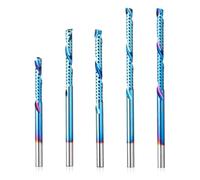 Genmitsu 1/8 Inch Shank 5pcs Carbide Spiral O Flute Up & Down Compression End Mill CNC Router Bits, Nano Blue Coat CNC Carving Cutters for Wood Acrylic PVC PCB MDF, OC05A