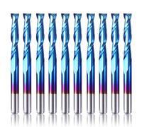 Genmitsu 10Pcs Nano Blue Coat Flat Nose End Mill CNC Router Bits, 1/8" Shank Spiral Upcut 2 Flute End Mill Set (3.175 x 17 x 38mm)