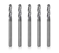 Genmitsu 5pcs Ball Nose End Mills CNC Router Bits, 1/8" Shank Tungsten Steel CNC Cutter with 3-Flute Carving Bit Set, 1-1/2” Overall Length TiAlN Coated for Aluminum, Metal, Plastic, MDF, Wood, 3BNB05
