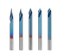 Genmitsu 5PCS V-Groove CNC Router Bits, Degree 20/30/45/60, 1/8'' Shank Nano Blue Coating End Mills, for Wood Carving Milling, VG05B