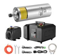 Genmitsu CNC Spindle Motor Kit, 1.5KW, Water Cooled Spindle Motor, 24000 RPM ER11 Collet with Pre-Wired VFD Inverter Box & Pump - 4 Bearing Precision Motor for CNC Router Machine Engraving