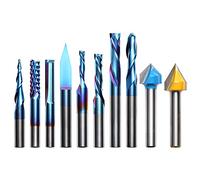 Genmitsu General Purpose CNC Router Bit Collection, 1/4" Shaft, Nano Blue Coating, MC10A