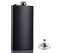 GENNISSY 10 oz Hip Flask for Liquor - 304 Stainless Steel Black, Leakproof with Funnel & Never Lose Cap, Gift for Men Women (Groomsmen, Camping, Wedding)
