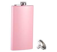 GENNISSY 10oz Hip Flask for Liquor - 304 Stainless Steel Pink, Leakproof with Funnel & Never Lose Cap, Gift for Women(Wedding, Birthday, Camping)