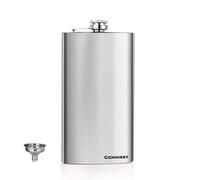 GENNISSY 12OZ Hip Flask Classic Silver 18/8 Stainless Steel Flasks for Liquor with Funnel