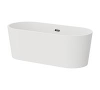 Genoa Double Ended Freestanding Bath with Black Waste | Matt White | Acrylic | 1700mm x 800mm