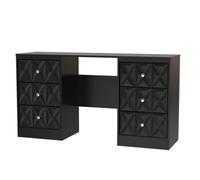 Ready Assembled 2 U Memphis 6 Drawer Kneehole Desk (Ready Assembled) in True Black Ready Assembled 2 U True Black
