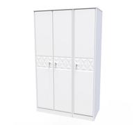 Genoa Ready Assembled Contemporary Matt White Tall Triple Wardrobe (H)1970mm (W)1110mm (D)530mm