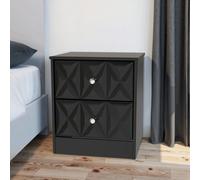 Ready Assembled 2 U Memphis 2 Drawer Bedside (Ready Assembled) in True Black | Size: Small Ready Assembled 2 U True Black Small