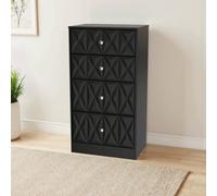 Genoa Ready Assembled Matt Black 4 Drawer Deep Chest (H)1063mm (W)746mm (D)395mm