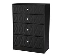 Ready Assembled 2 U Memphis 4 Drawer Deep Chest (Ready Assembled) in True Black | Size: Medium Ready Assembled 2 U True Black Medium