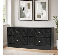 Genoa Ready Assembled Matt Black No Effect 4 Drawer Wide Chest (H)521mm (W)1146mm (D)395mm