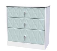 San Jose Ready Assembled Matt Duck Egg Blue & White 3 Drawer Chest (H)791mm (W)766mm (D)395mm