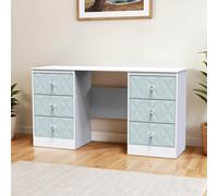 Genoa Ready Assembled Matt Duck Egg Blue & White 6 Drawer Non-Extendable Dressing Table (H)785mm (W)1248mm (D)390mm