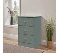 Genoa Ready Assembled Matt Green 3 Drawer Bedside Chest (H)726mm (W)450mm (D)395mm