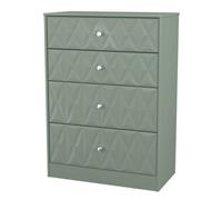 San Jose Ready Assembled Matt Green 4 Drawer Deep Chest (H)1063mm (W)766mm (D)395mm