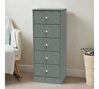 Genoa Ready Assembled Matt Green 5 Drawer Bedside Chest (H)1120mm (W)450mm (D)395mm