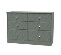 Genoa Ready Assembled Matt Green No Effect 6 Drawer Chest (H)792mm (W)1117mm (D)395mm