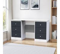Genoa Ready Assembled Matt Indigo Blue & White 6 Drawer Non-Extendable Dressing Table (H)785mm (W)1248mm (D)390mm