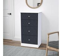 Genoa Ready Assembled Matt Indigo & White 4 Drawer Deep Chest (H)1063mm (W)746mm (D)395mm