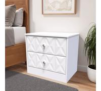 Genoa Ready Assembled Matt White No Effect 2 Drawer Wide Bedside Chest (H)521mm (W)570mm (D)395mm