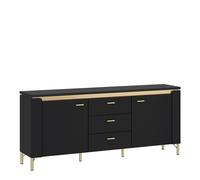 Furniture To Go Genoa Tv Cabinet 2 Door 3 Drawer 155Cm Wide In Black Matt/gold