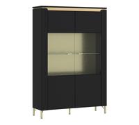 Genoa Vitrin 2 Door in Black Matt/Gold