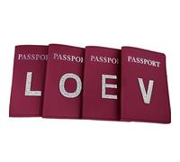 GENODA 1 Piece Rhinestones Letter A-Z Red Passport Cover Case Holder Passport Wallet Card Holder Fashion Travel Accessories for Flight(Letter E)