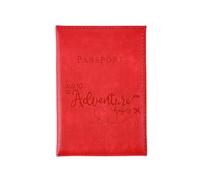 GENODA Color Change PU Passport Covers Letter Printed Passport Holder Flight Ticket Clip Men Women Passport Wallet Travel Accessories(Red)