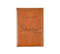 GENODA Color Change PU Passport Covers Letter Printed Passport Holder Flight Ticket Clip Men Women Passport Wallet Travel Accessories(Brown)