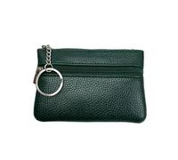 GENODA Mini Multi-Color PU Leather Small Coin Purse Light Top Layer Cowhide Zipper Key Case Solid Color Coin Loose Money Bag(B-Green)