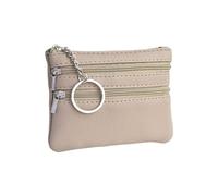 GENODA Mini Multi-Color PU Leather Small Coin Purse Light Top Layer Cowhide Zipper Key Case Solid Color Coin Loose Money Bag(D-Camel)