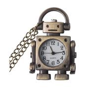 GENODA Vintage Robot Shape Arabic Numerals Round Dial Quartz Pocket Watch Pendant Decorated with Cute Keychain Bag Charm for A Party