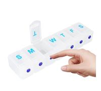 Genogore Extra Large Weekly Pill Organizer 1 Time a Day, Travel Pill Box 7 Day, Portable Pill Case with Push Button, Daily Pill Dispenser for Medication Vitamins Fish Oil Supplements