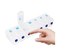 Genogore Pill Dispenser, 7 Day Portable Once Daily Pill Case, Travel Pill Box with Push Button, BPA-Free Medication Vitamins Supplements Organizer, 1 Time a Day, 7 Compartments