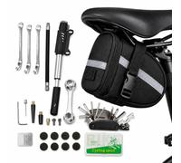 Genossen Bicycle Repair Kit Complete with Saddle Bag 120 PSI Mini Air Pump Multifunctional Tool Metal Tyre Lever Repair Kit Set Emergency Tool for Mountain Bike Road Bike City Bike