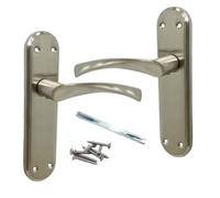 Genova Door Handles Satin Twist Lever Latch on Modern Marina Backplate for Internal Wooden Doors