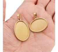GENPICONG 5 pcs/lot Stainless Steel Oval Shape Pendant Cabochon Base Setting Tray Blank Charms for Jewelry Making Supplies