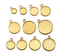 GENPICONG 50pcs Gold Color Stainless Steel Cabochon Base Pendant Setting Blank Round Tray for DIY Resin Jewerly Making Findings Wholesale