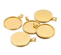 GENPICONG 5pc Stainless Steel 10/15/16/18/20/30/35/40mm Round Blank Bases Cabochon Cameo Base Tray Bezel for Pendant DIY Jewelry Making