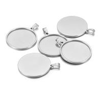 GENPICONG 5pc Stainless Steel 10/15/16/18/20/30/35/40mm Round Blank Bases Cabochon Cameo Base Tray Bezel for Pendant DIY Jewelry Making